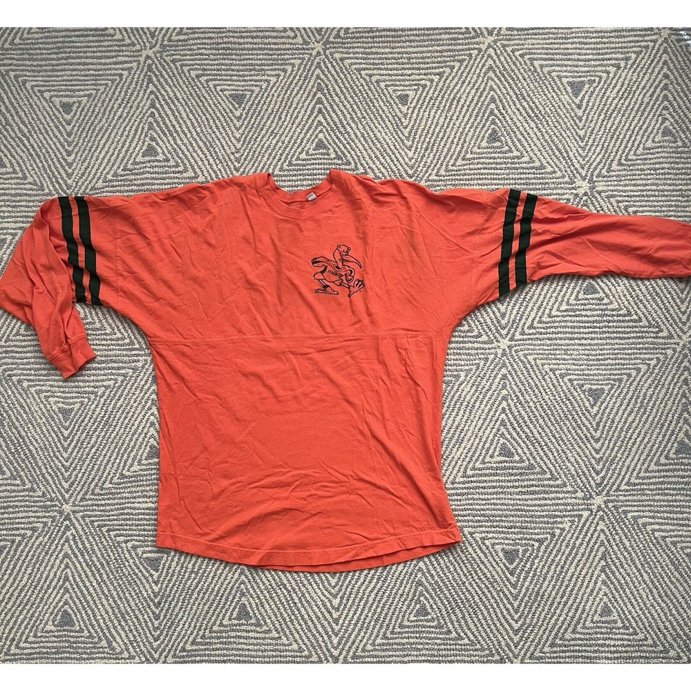 League Collegiate Outfitters - Miami Long Sleeve Shirt - Orange/Green - Medium